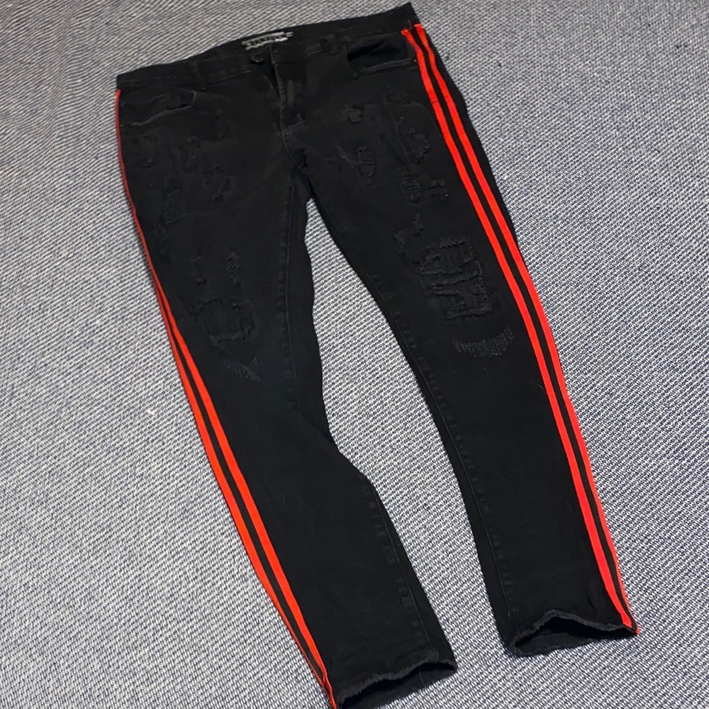 Decibel Brand Men’s 36x32 Jeans Black with Red Stripes